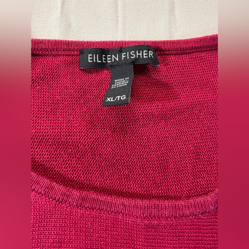 Eileen Fisher Deep Pink Tencel Lyocell Silk Crewneck Sweater XL Casual - Picture 4 of 6